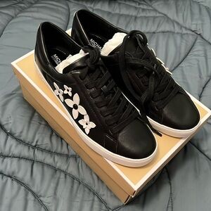 Michael Kors black leather sneakers